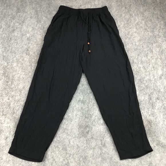 Dressbarn Lounge Pants Womens Large Black Straight Drawstring Relaxed Vacation - Picture 1 of 12
